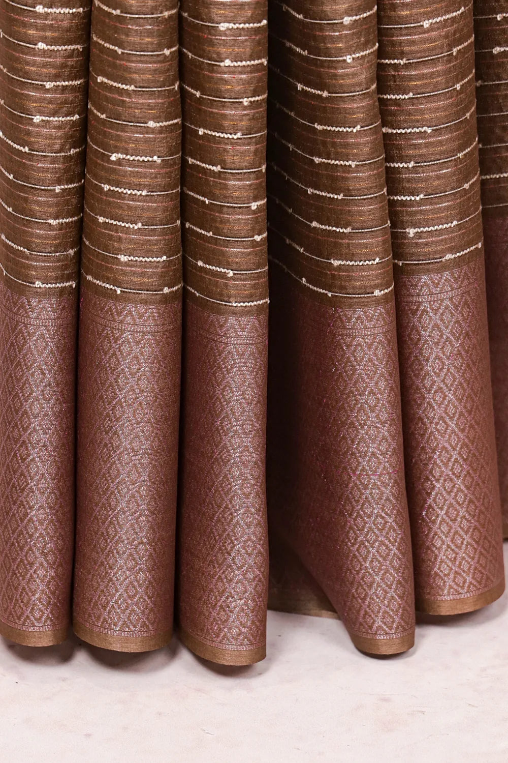 Brown Tussar Silk Saree