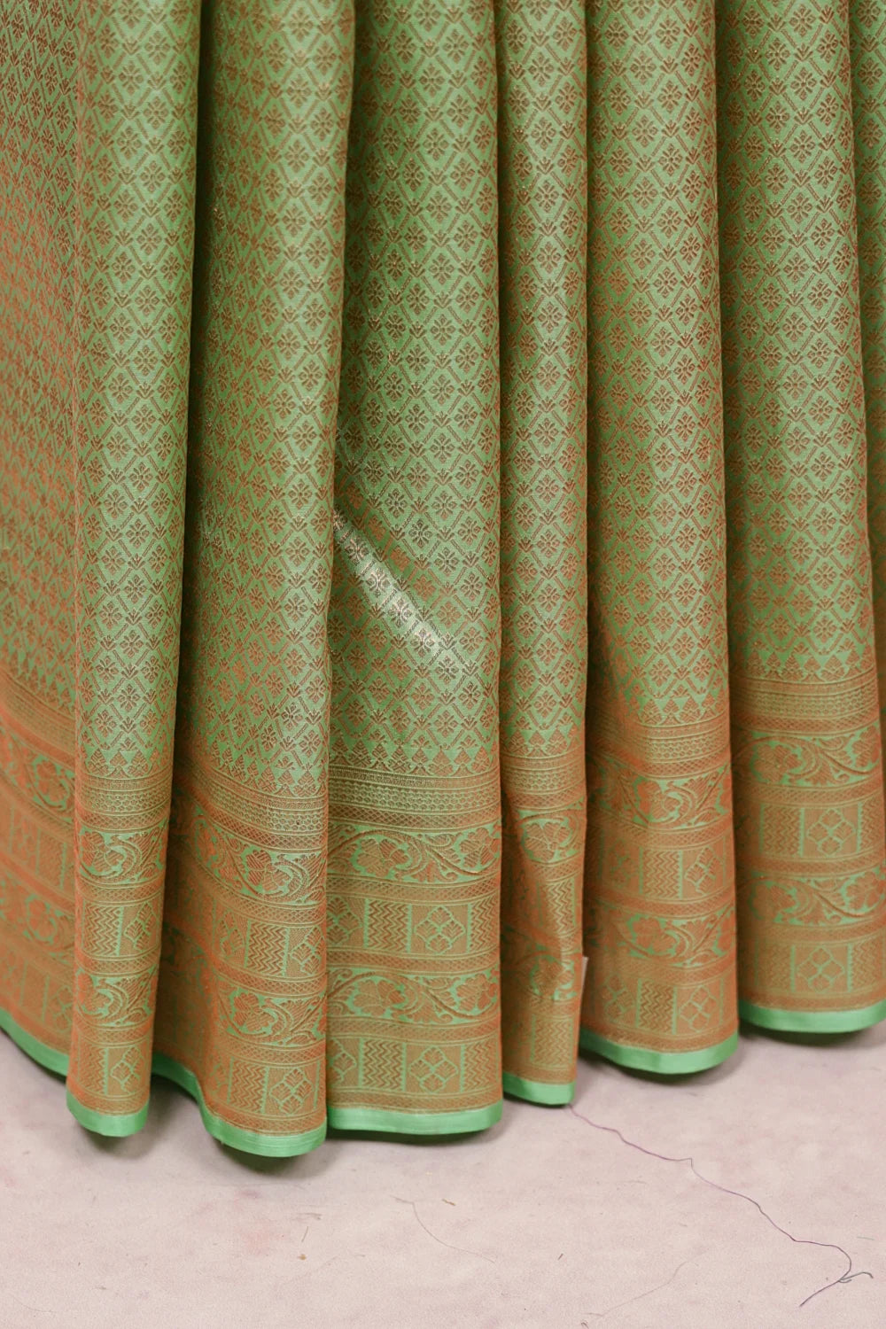 Pista Green Kancheepuram Semi Silk Saree