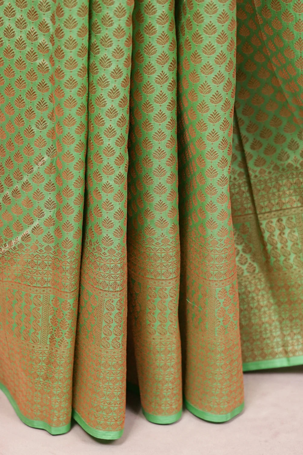 Pista Green Kancheepuram Semi Silk Saree - Seematti