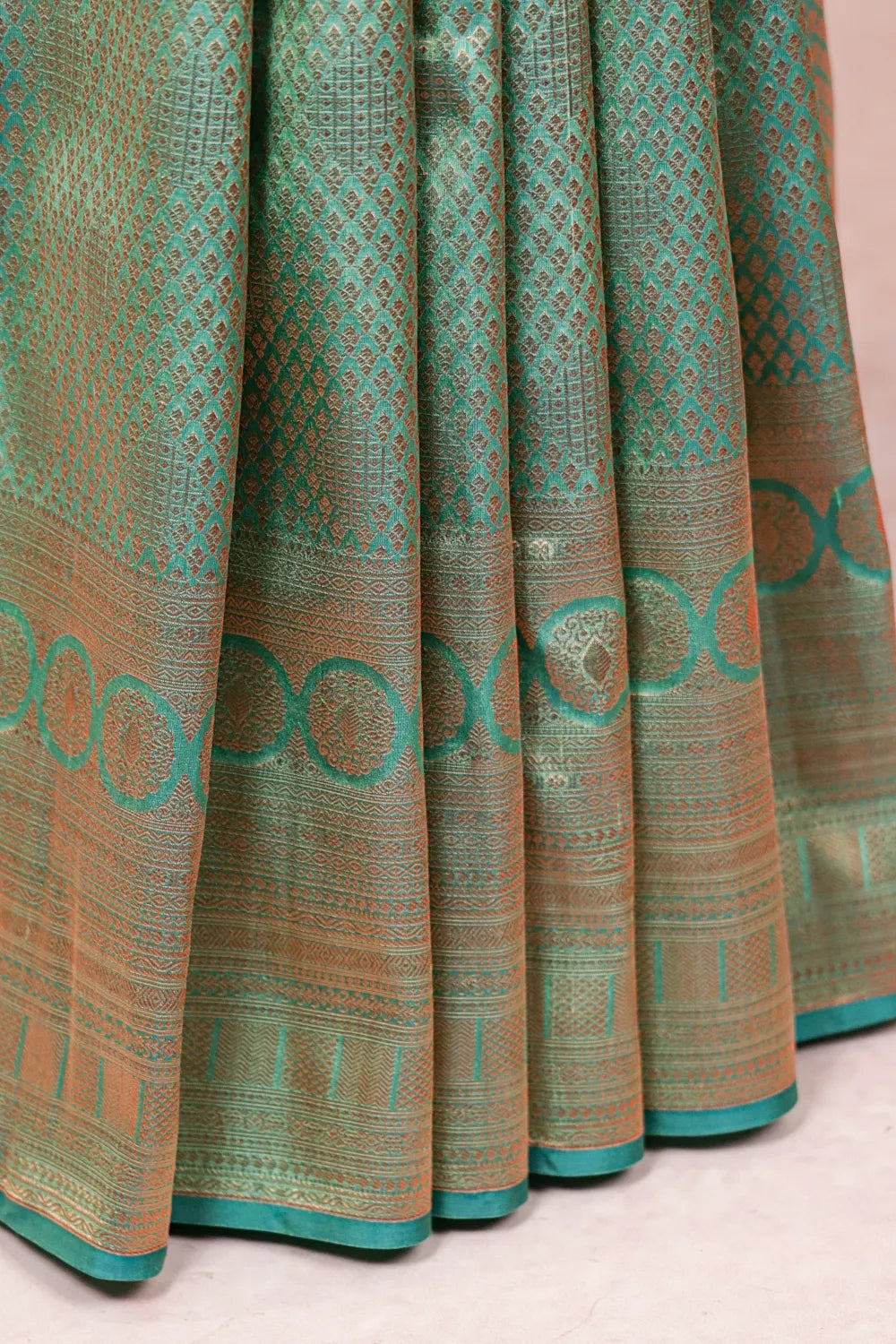 Peacock Green Kancheepuram Semi Silk Saree