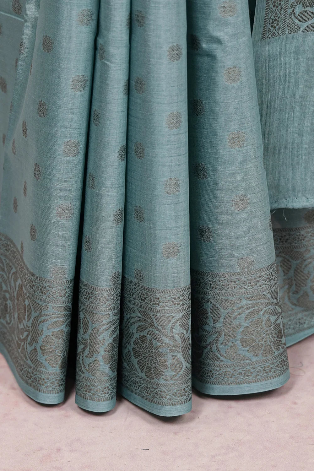 Sky Blue Tussar Silk Saree