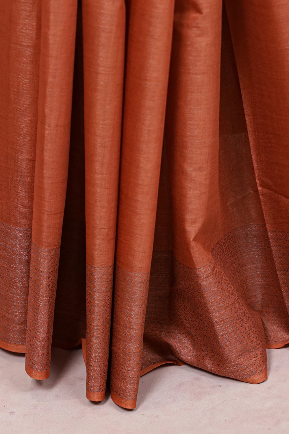 Rust Orange Tussar Silk Saree