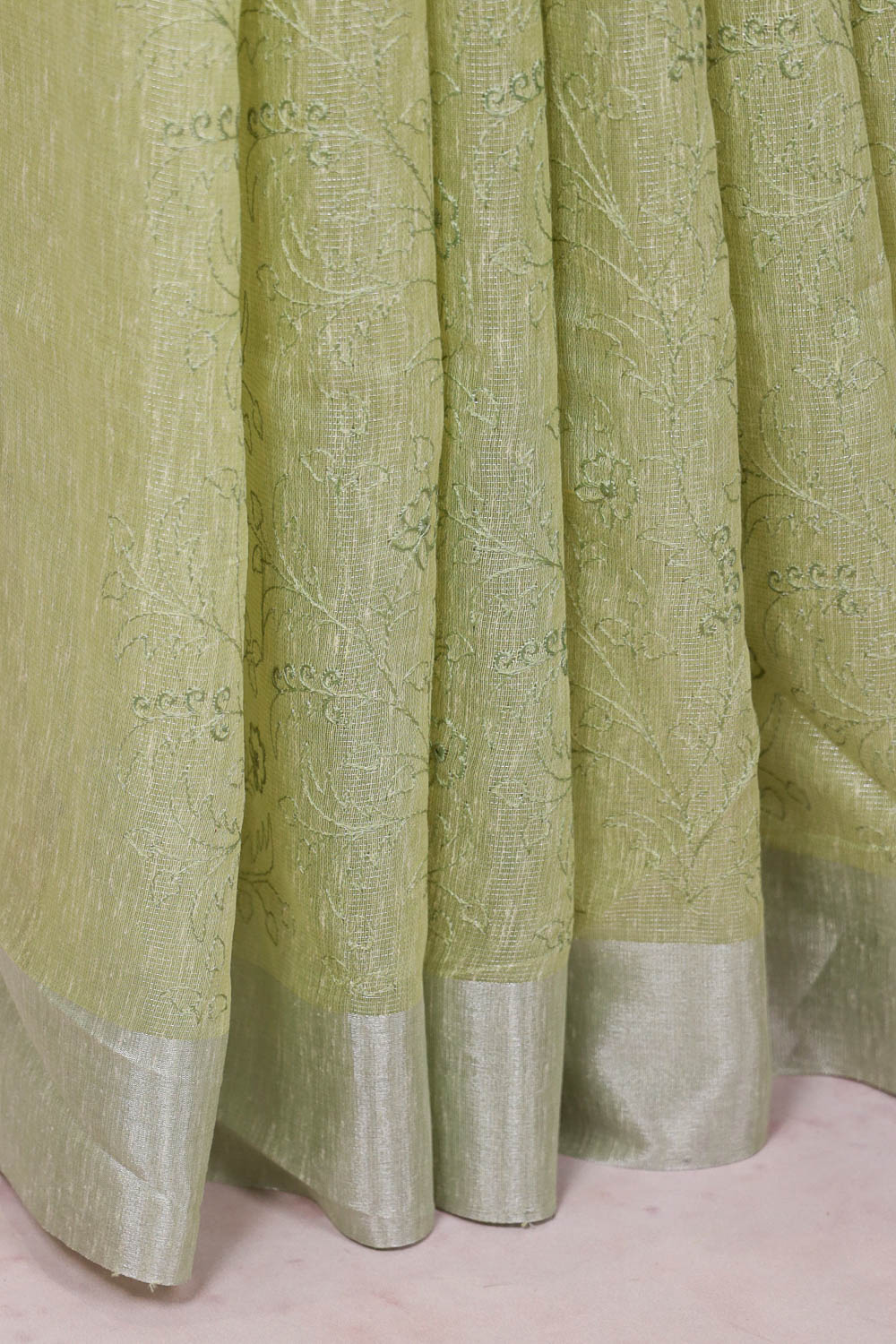 Light Lemon Green Net Kota Saree