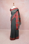 Ash Green Tussar Silk Saree