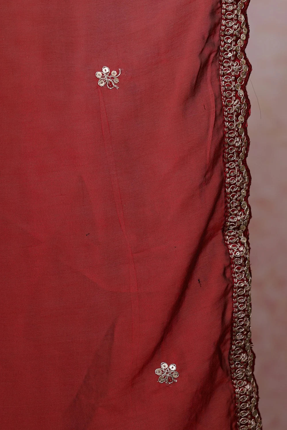 Mustard Yellow & Red Synthetic Brocade Dhavani Set