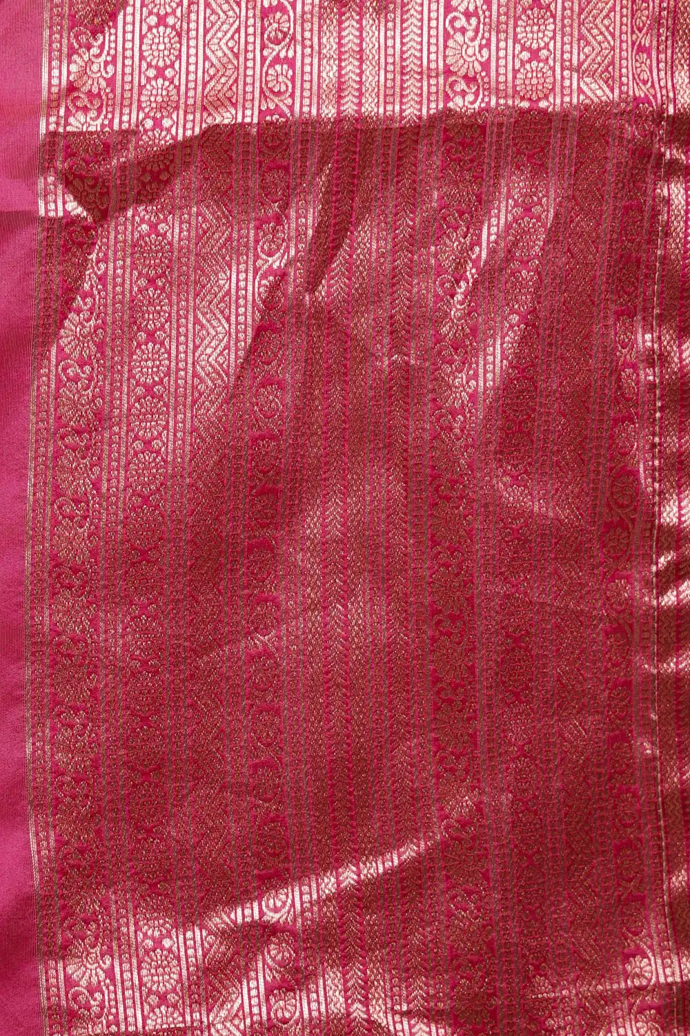 Black And Rani Pink Synthetic Brocade Dhavani Set