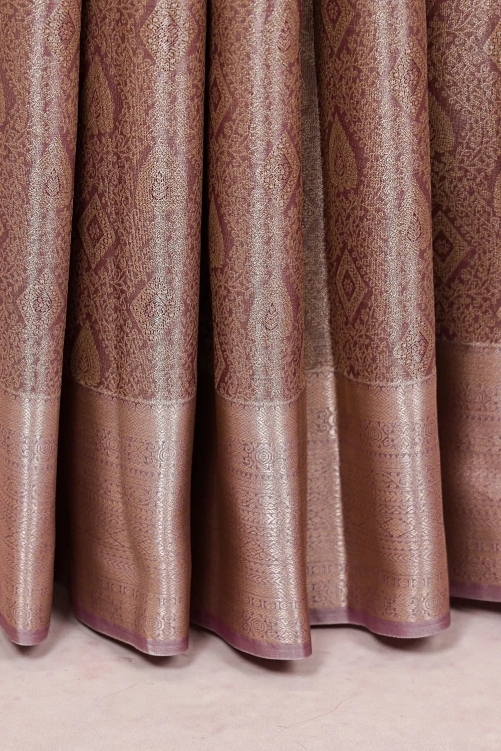 Onion Pink Semi Tissue Silk Kancheepuram Saree