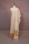 Cream Semi Linen Beads Work Unstitched Churidhar Material
