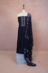 Blue Cotton Accoba Work Unstitched Churidhar Material