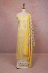 Yellow Cotton Lines Unstitched Churidhar Material