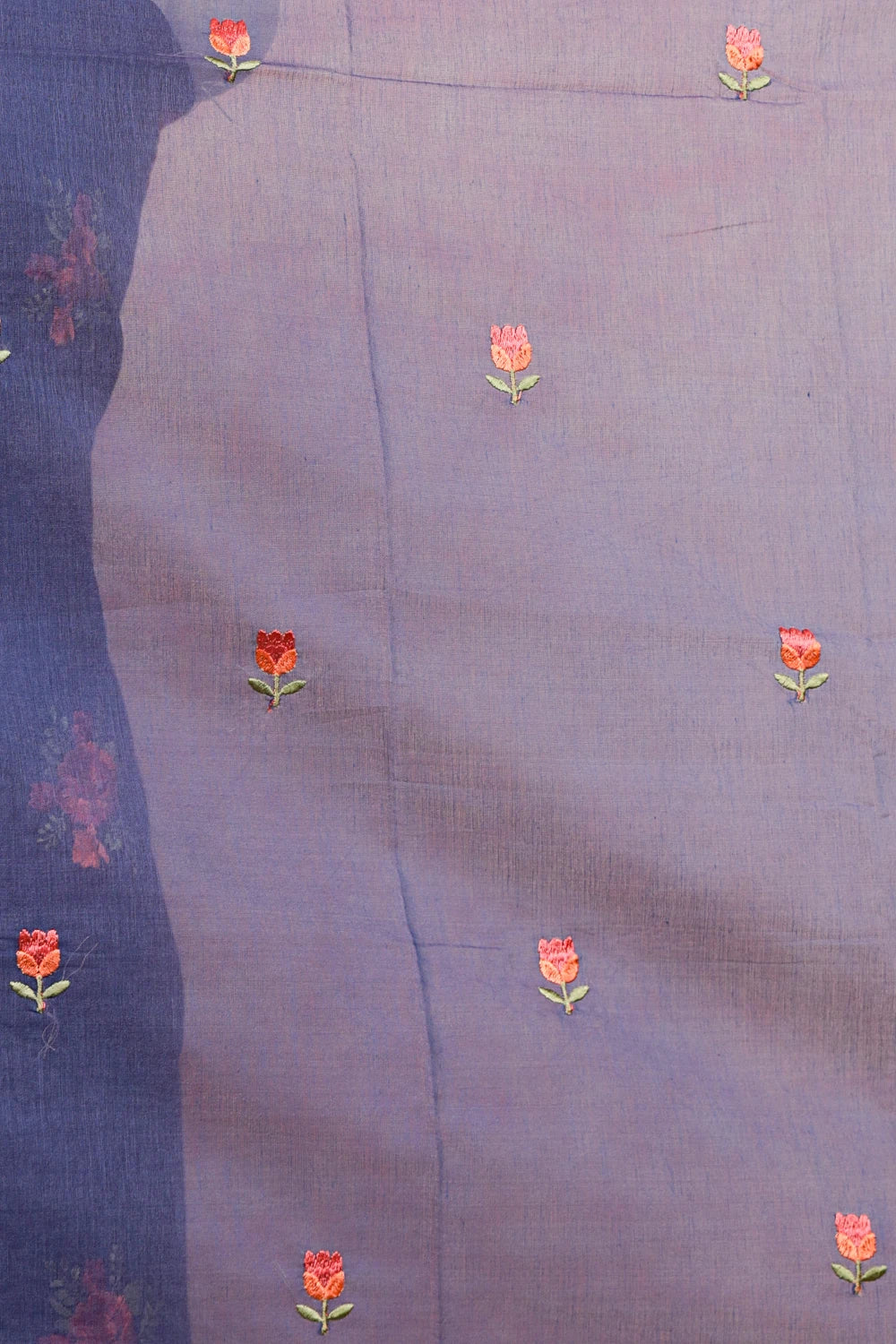 Blue Semi Silk Embroidery Unstitched Churidhar Material