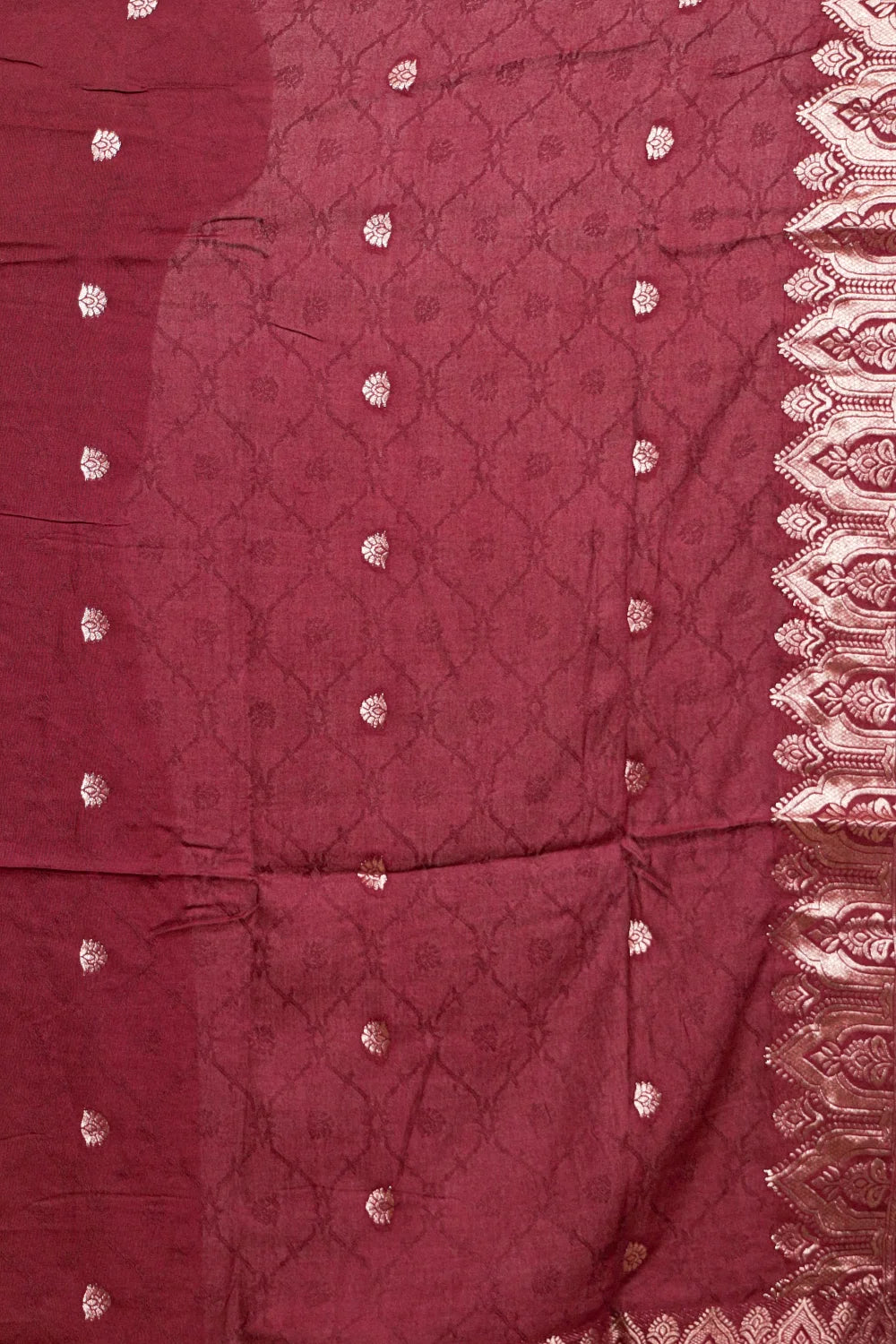 Maroon Organza Beads Work Unstitched Churidhar Material