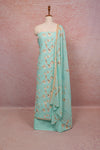 Greenish Blue Cotton Printed Unstitched Churidhar Material