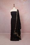 Black Organza Beads Work Unstitched Churidhar Material.
