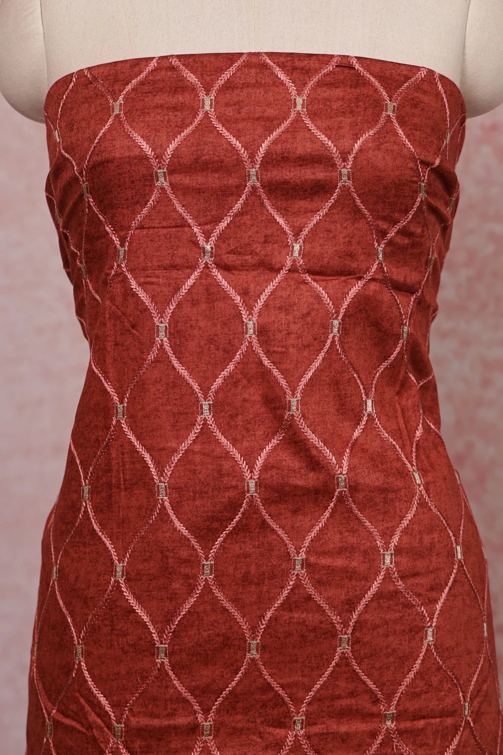 Rust Cotton Thread Design Unstitched Churidhar Material