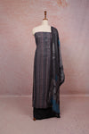 Grey Linen Cotton Lines Unstitched Churidhar Material