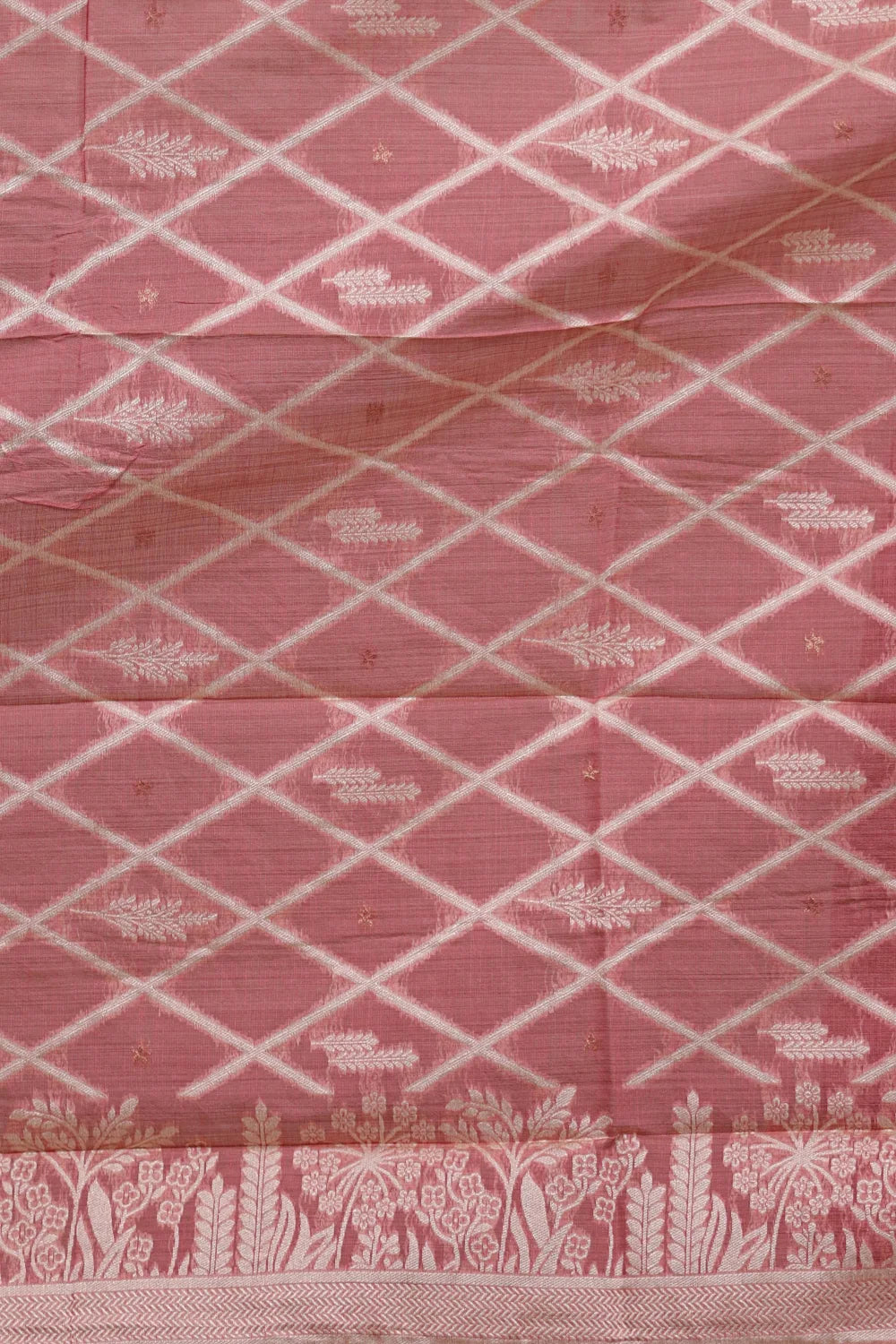 Onion Pink Chanderi Butta Work Unstitched Churidhar Material