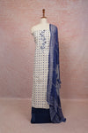 Off White Cotton Printed Unstitched Churidhar Material