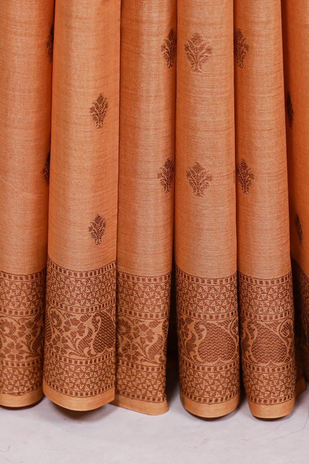 Light Orange Tussar Silk Saree