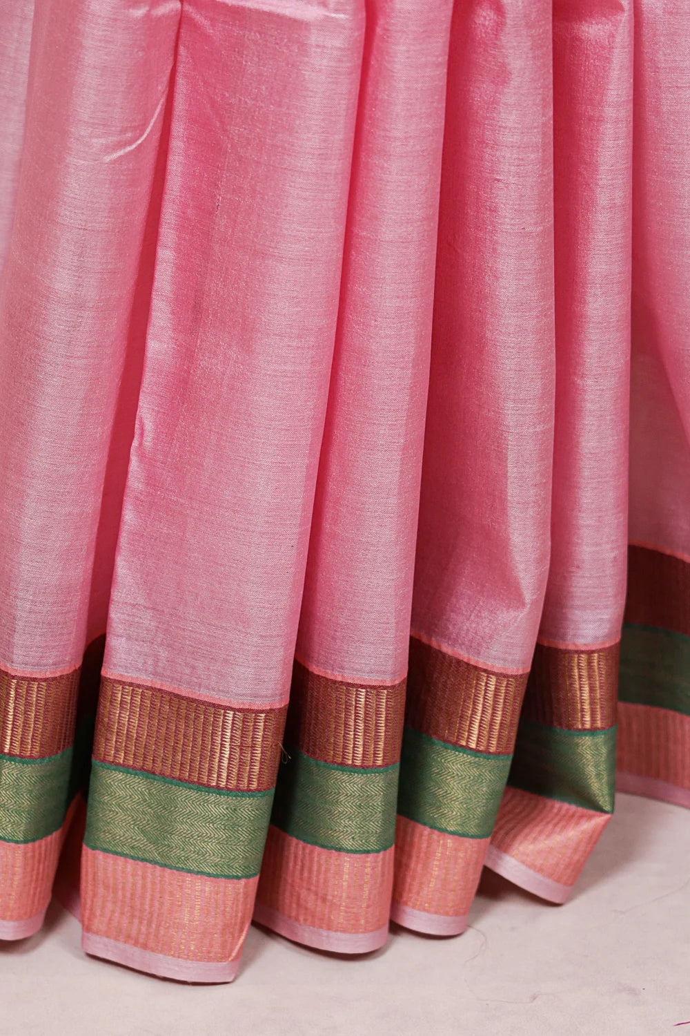 Pink Tussar Silk Saree