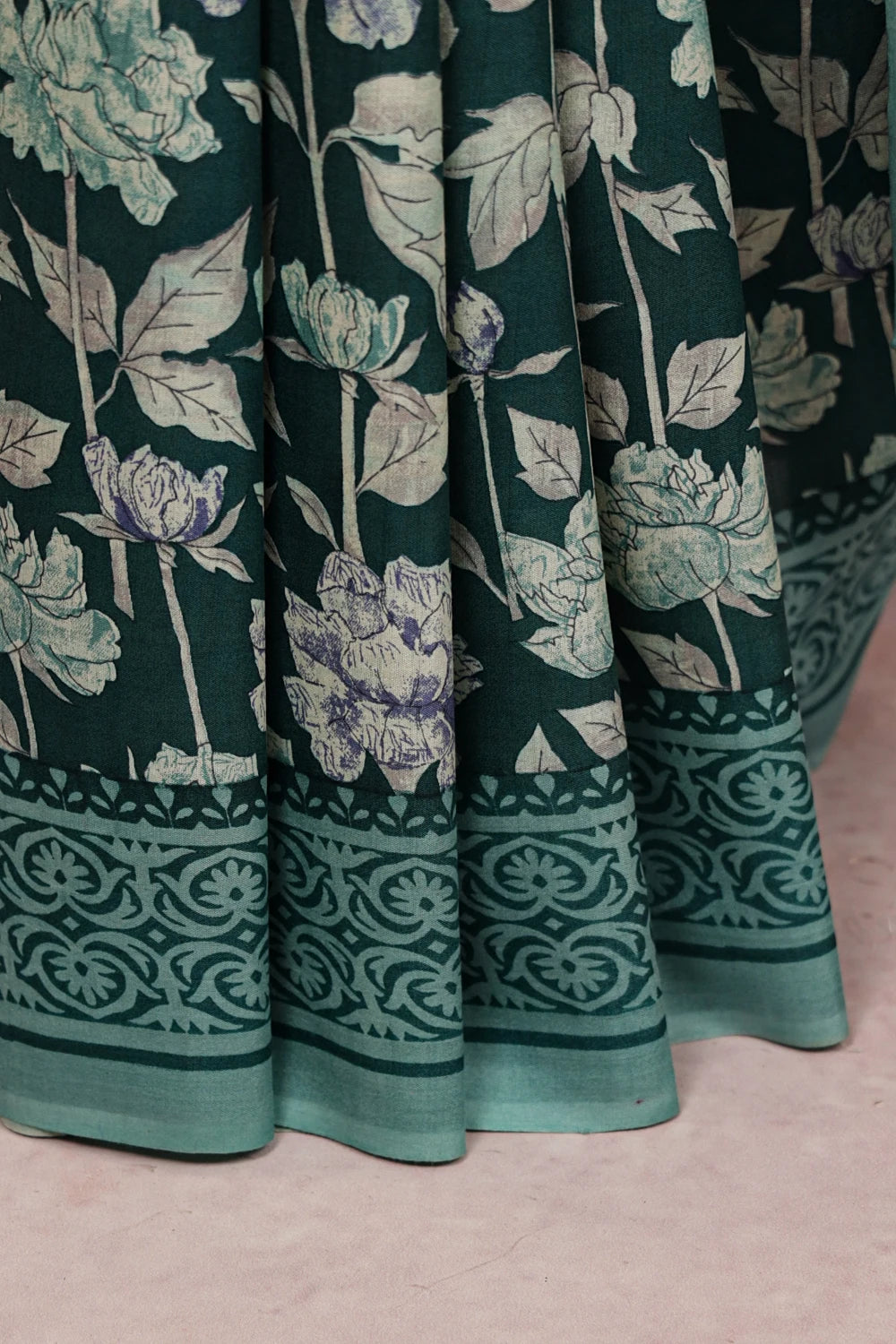 Dark Green Semi Tussar Saree