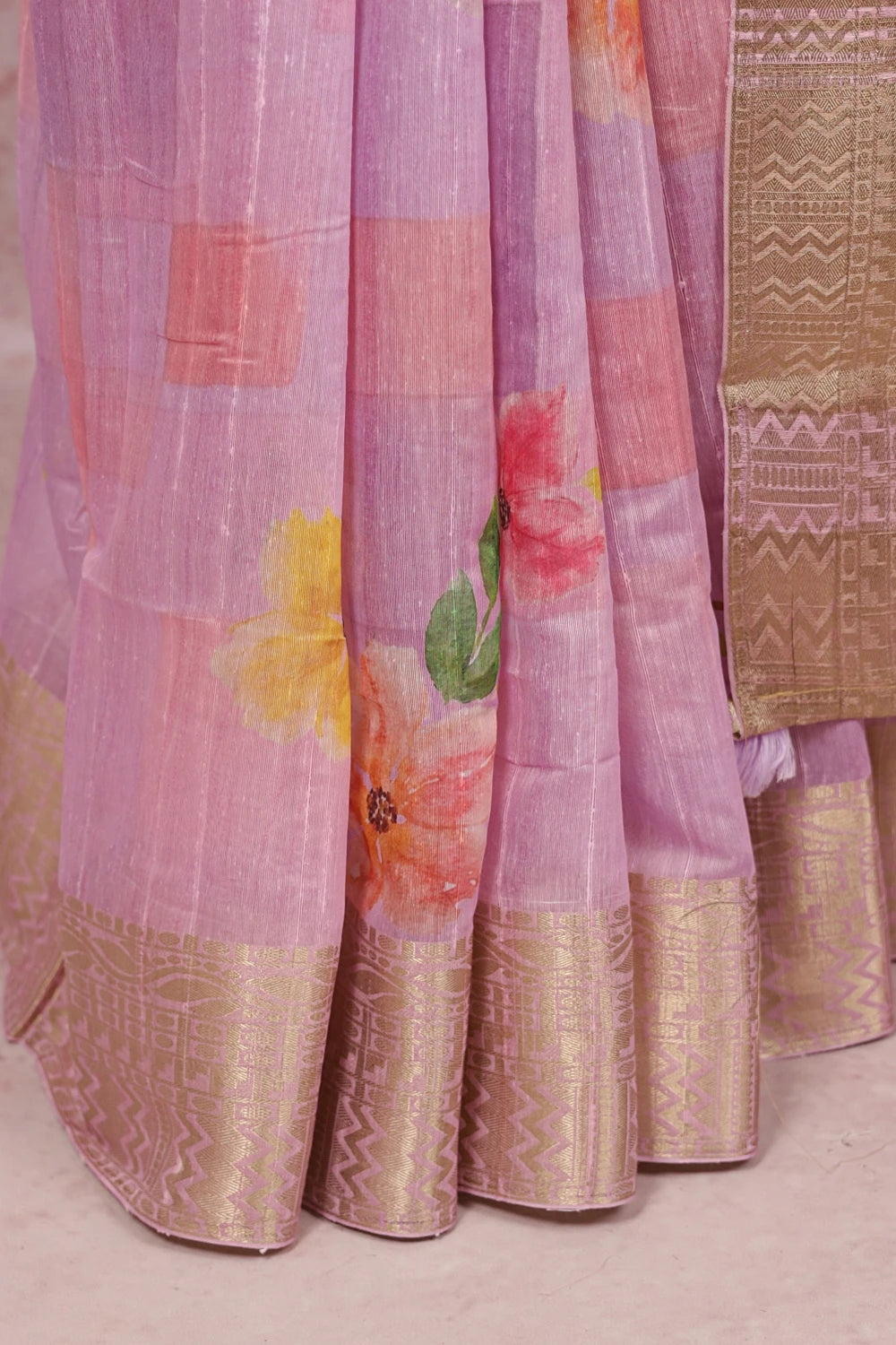 Pink Semi Chanderi Saree