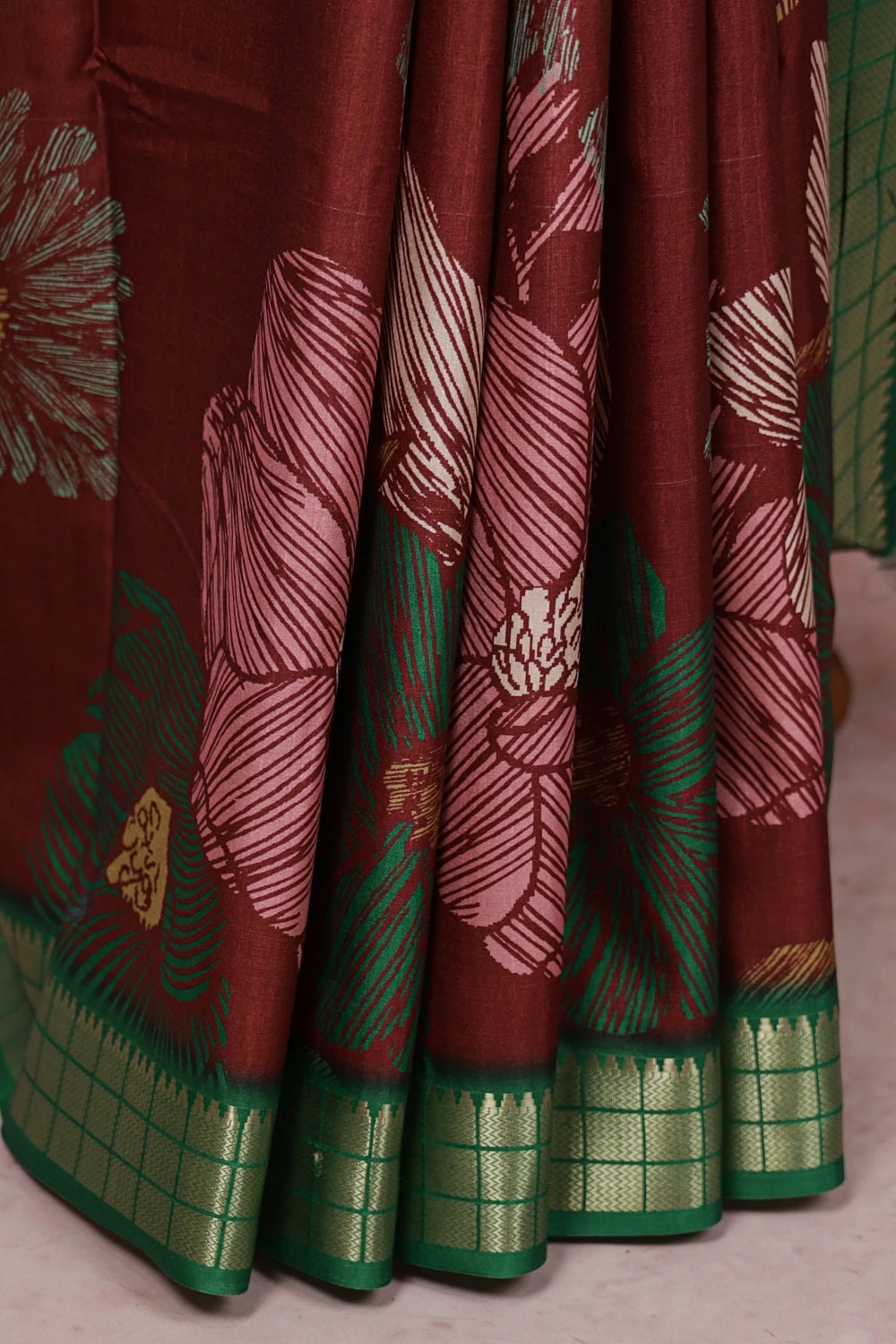 Maroon Semi Silk Saree
