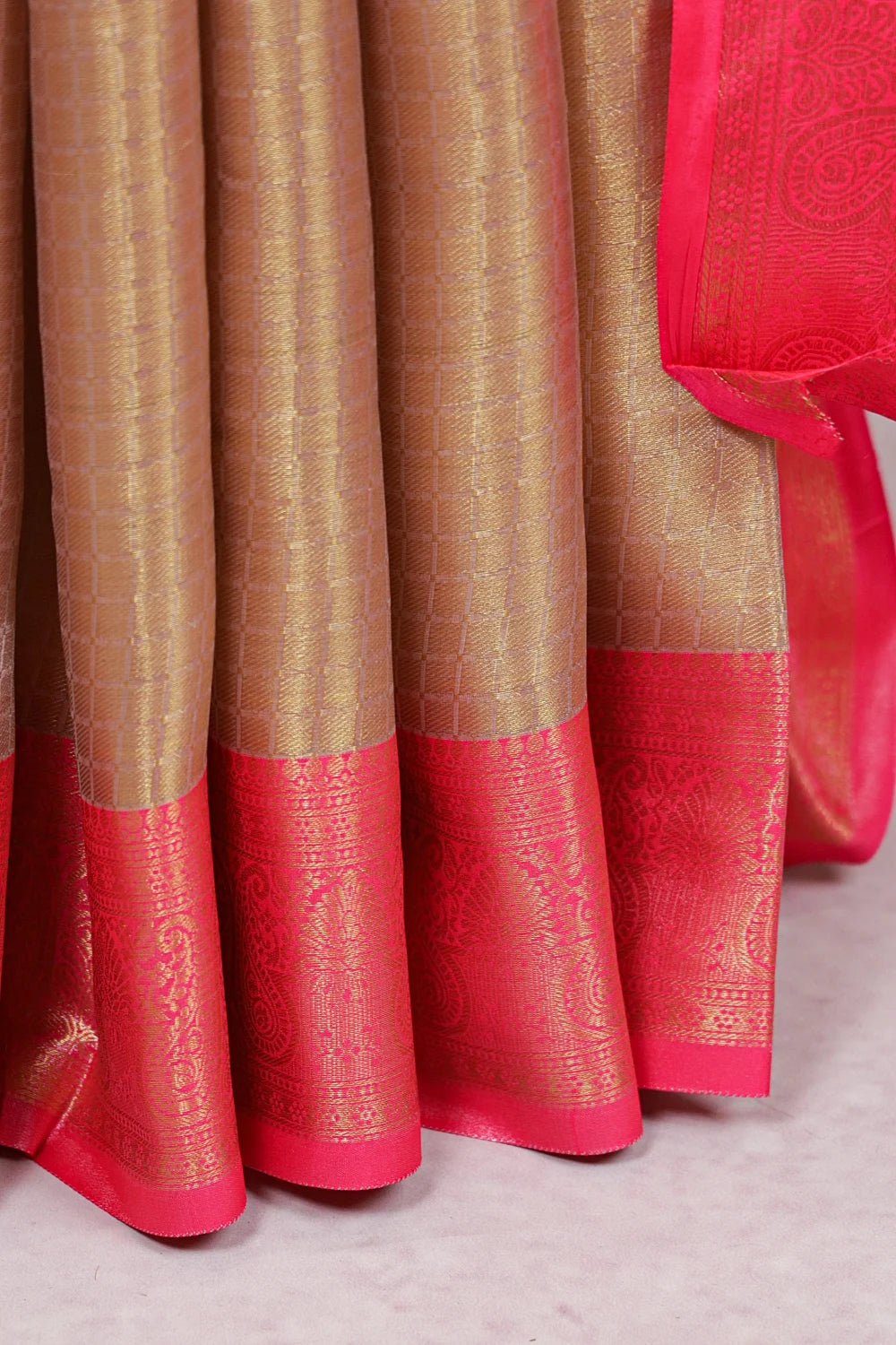 Rose Gold Semi Tissue Saree