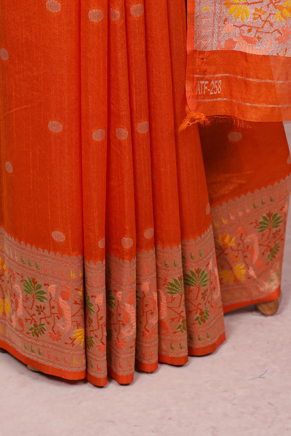 orange Semi Banarasi Saree