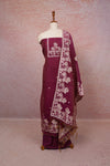 Grape Color Chanderi Printed Unstitched Churidhar Material - Seematti