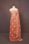 Peach Crush Organza Thread Work Unstitched Chuiridhar Material