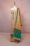 Beige Cotton Silk Printed Unstitched Churidhar Material