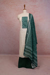 Off White Cotton Thread Work Unstitched Churidhar Material