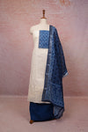 Off White Cotton Thread Work Unstitched Churidhar Material