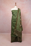 Green Soft Cotton Thread Work Unstitched Churidhar Material