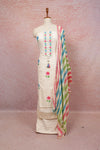 Off White Linen Printed Unstitched Churidahar Material