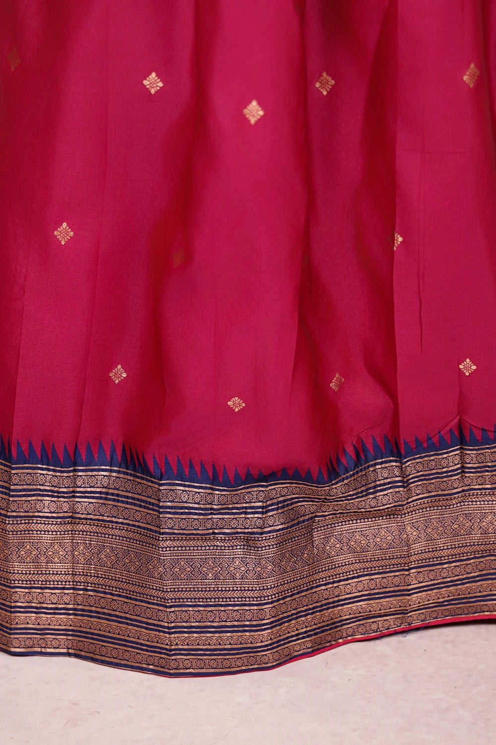 Magenta And Blue Semi Silk Dhavani Set