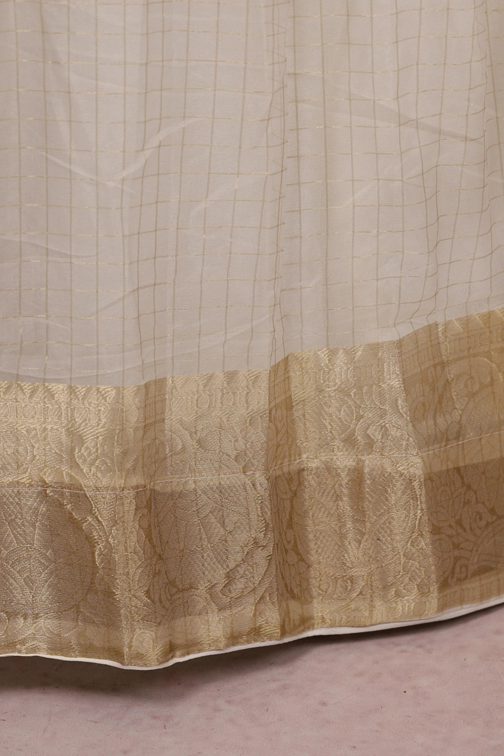 White Semi Organza Dhavani Set