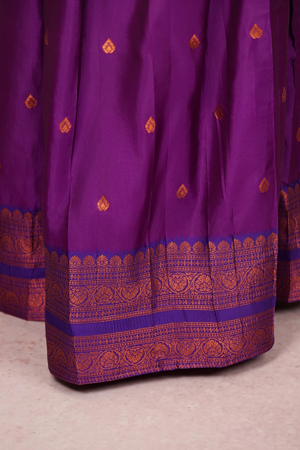 Purple And Blue Semi Silk Dhavani Set