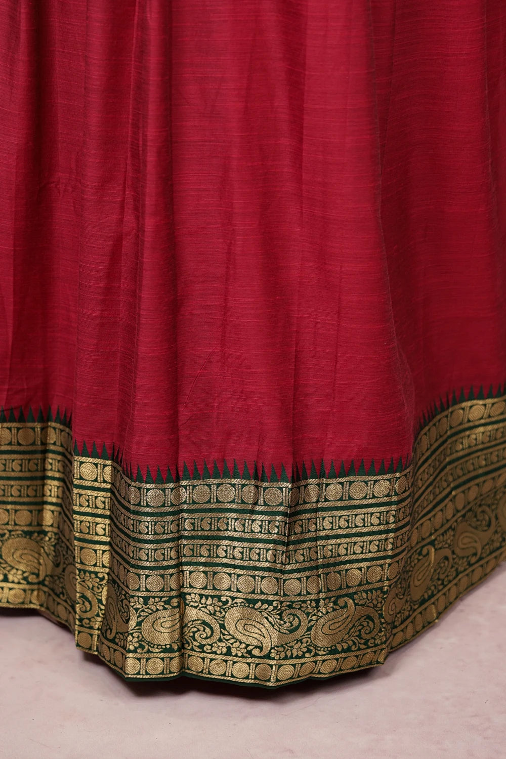 Ruby And Green Art Silk Dhavani Set