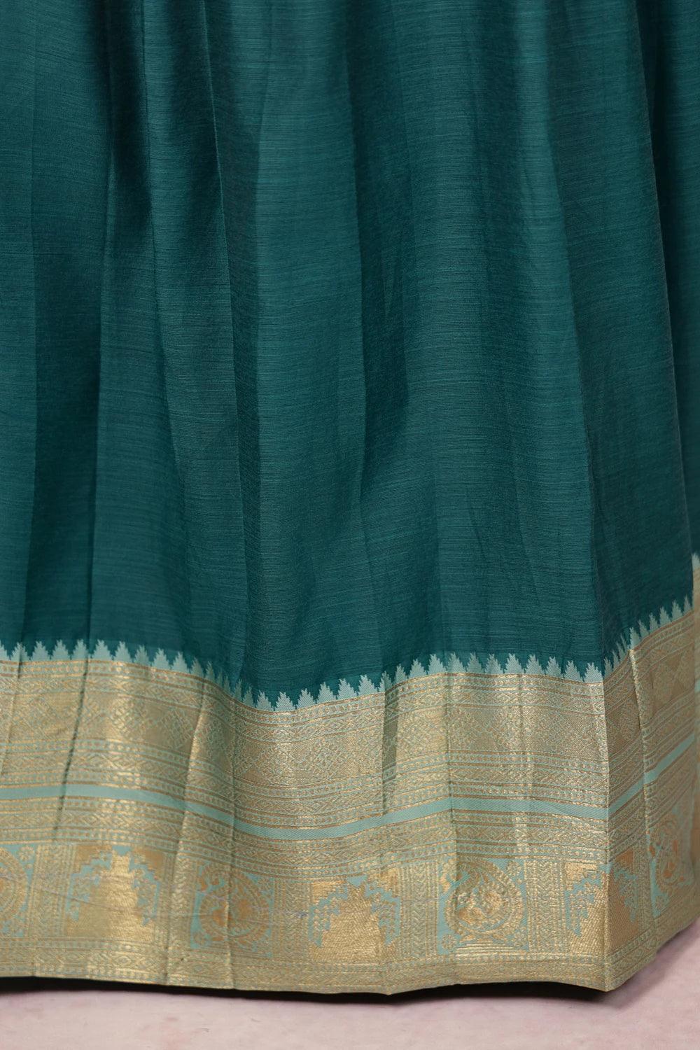 Green And Pista Green Semi Chanderi Dhavani Set