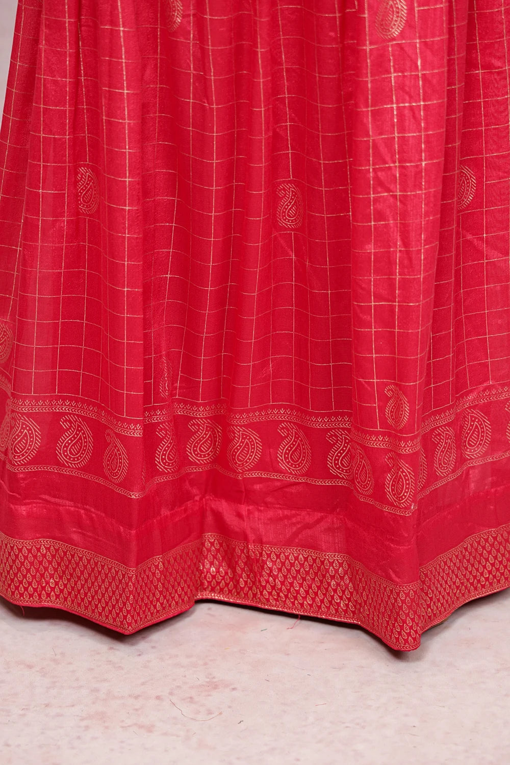 Pink Semi Chanderi Dhavani Set