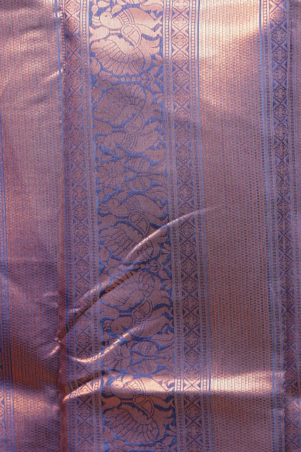 Magenta Pink And Teal Blue Semi Silk Saree