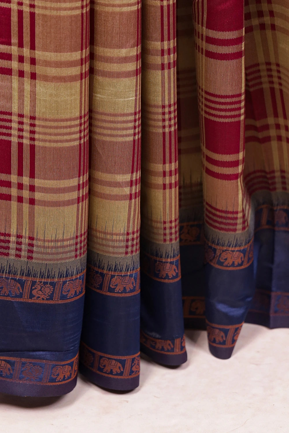 Chikku And Magenta Semi Silk Saree