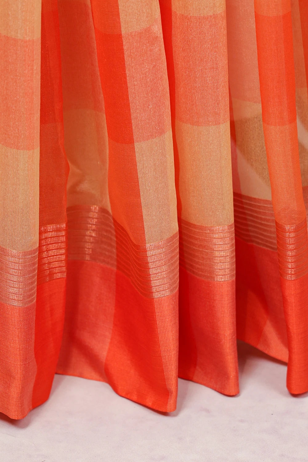 Orange Cotton Saree
