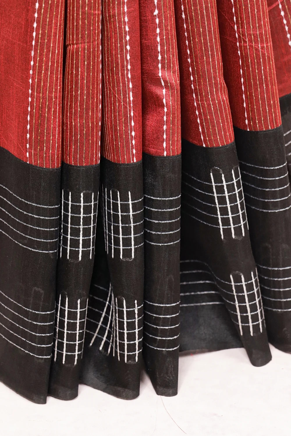Maroon Semi Jute Saree