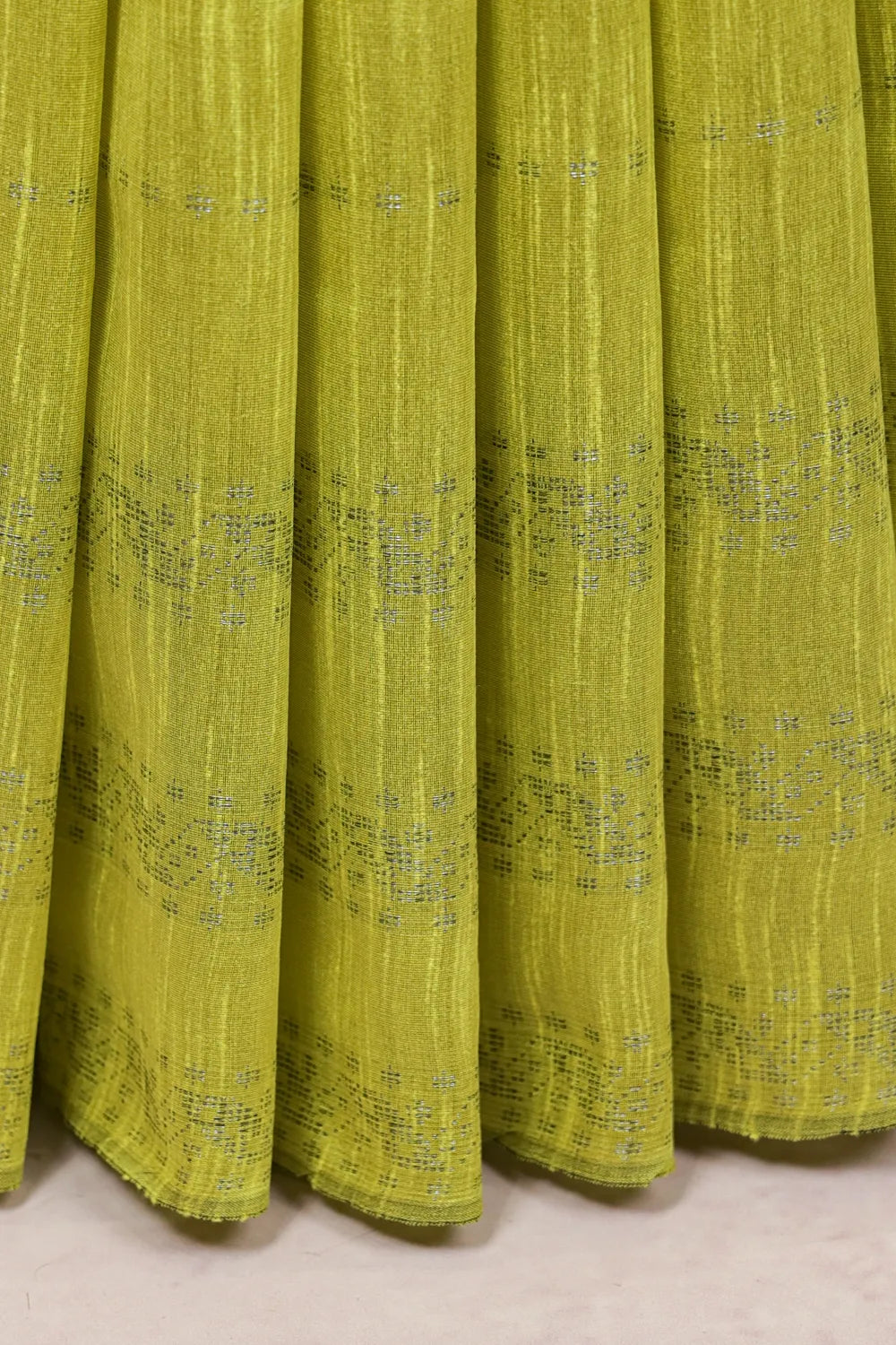 Lemon Green Semi Jute Saree