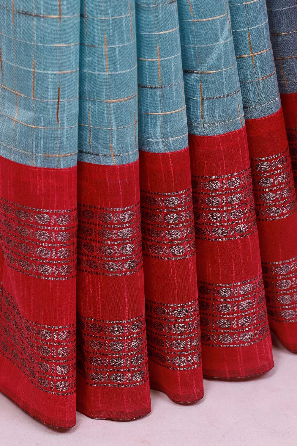Powder Blue Semi Jute Saree - Seematti
