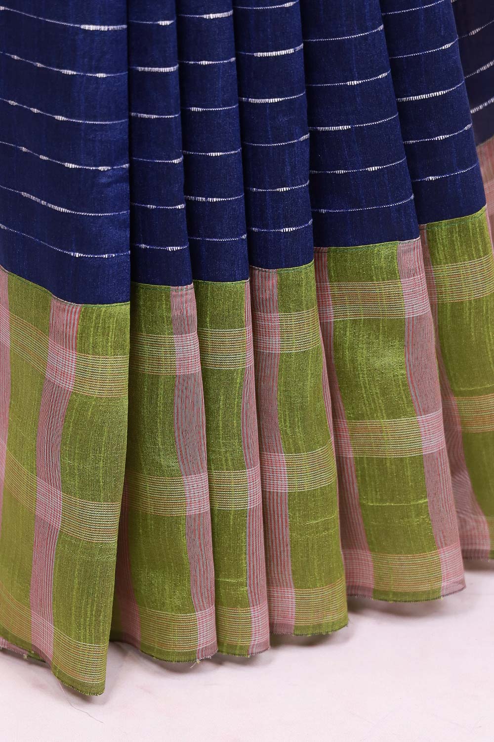 Navy Blue Semi Jute Saree - Seematti