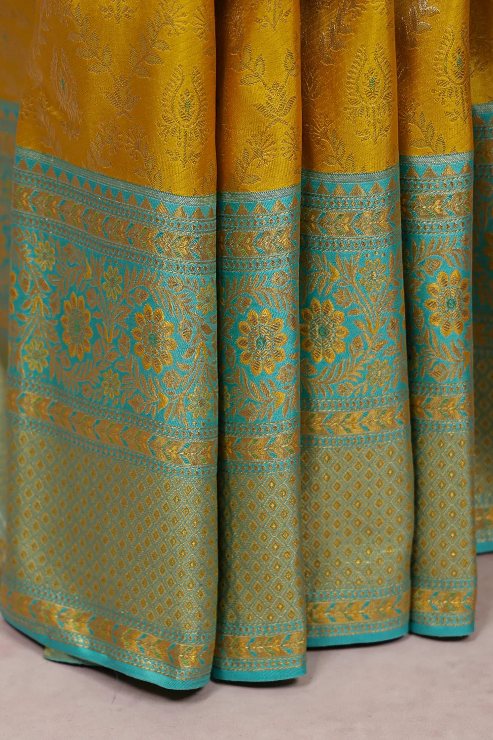 Mustard Yellow Kancheepuram Silk Saree